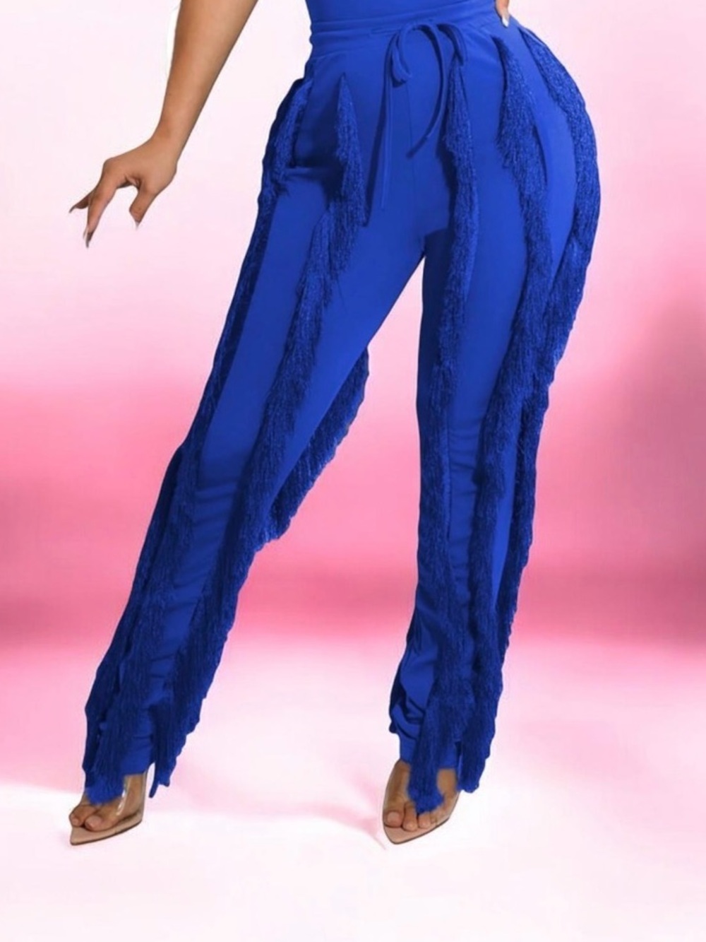 Blue fringe boutique pants women’s size small - perfect for football games